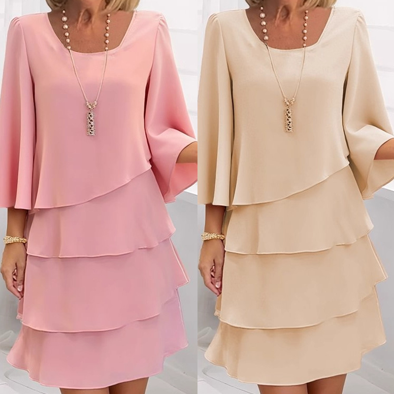 💃✨ Vestido de Mujer con Volantes Escalonados y Mangas Acampanadas – Estilo y Elegancia para Cada Ocasión 🌸👗