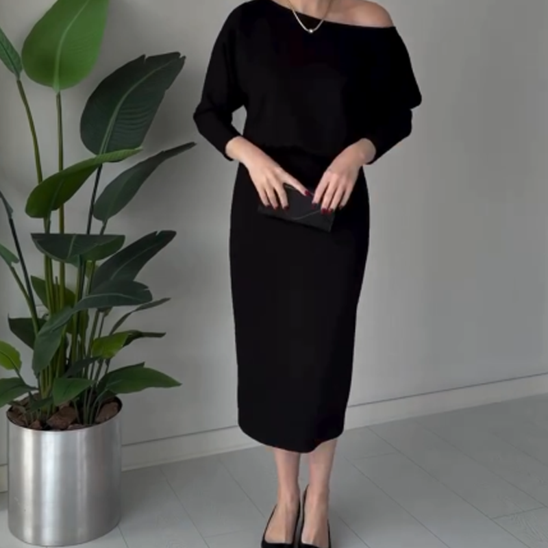 ✨ Vestido Elegante con Hombros Descubiertos 🌸 y Cintura Elástica 👗 ¡Un toque de elegancia y estilo para cualquier ocasión! 💖