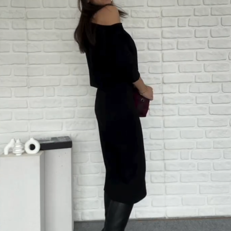 ✨ Vestido Elegante con Hombros Descubiertos 🌸 y Cintura Elástica 👗 ¡Un toque de elegancia y estilo para cualquier ocasión! 💖