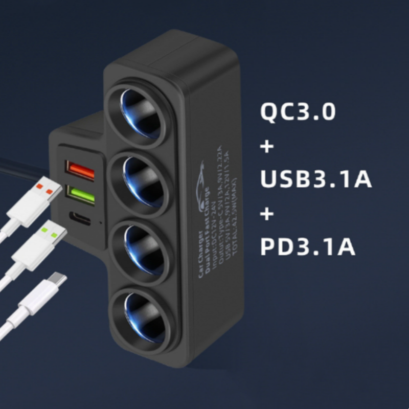 🔥🚗⚡ Adaptador para Encendedor de Cigarrillos 7 en 1 – Más Puertos, Más Potencia, Máxima Comodidad 🔌✨ ¡Conviértelo en tu compañero perfecto para viajar! 🌍