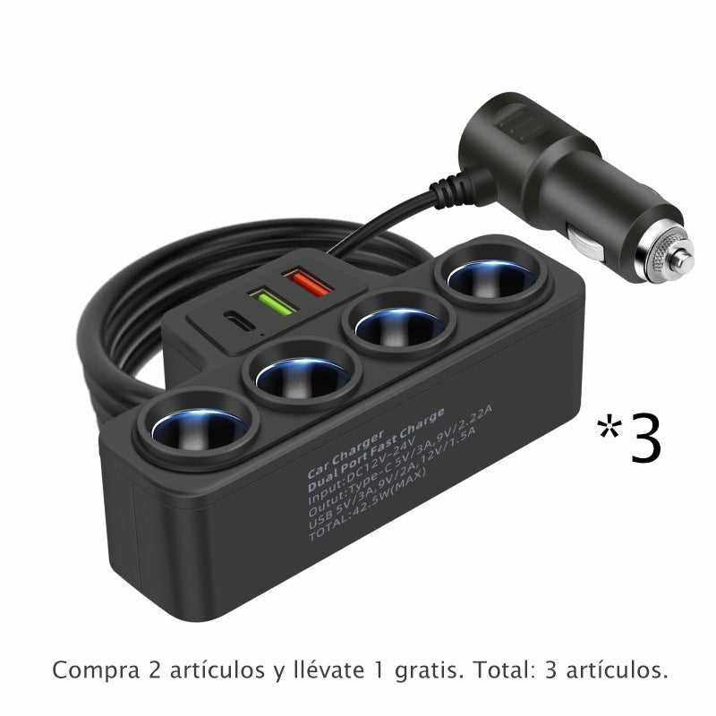 🔥🚗⚡ Adaptador para Encendedor de Cigarrillos 7 en 1 – Más Puertos, Más Potencia, Máxima Comodidad 🔌✨ ¡Conviértelo en tu compañero perfecto para viajar! 🌍