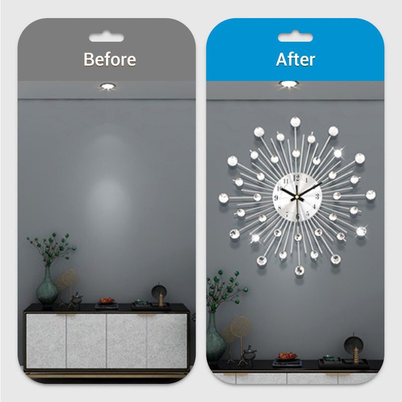 ✨🕰️ Reloj de Pared Creativo con Cristales de Roca 💎 – Lujo Silencioso y Estilo Minimalista para tu Salón, Comedor y Entrada 🏡🌟