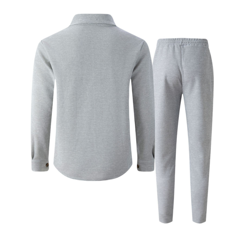 👕👖 Conjunto de Chaqueta y Pantalones para Hombre – Tejido Transpirable Tipo Waffle, Corte Relajado y Estilo Casual Cómodo ✨🔥