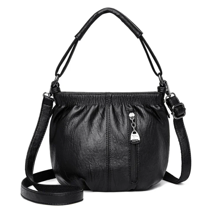👜✨ Bolso de Hombro de Cuero Suave con Forma de Cubo – Sencillo, Elegante y Perfecto para el Día a Día 💖🌟