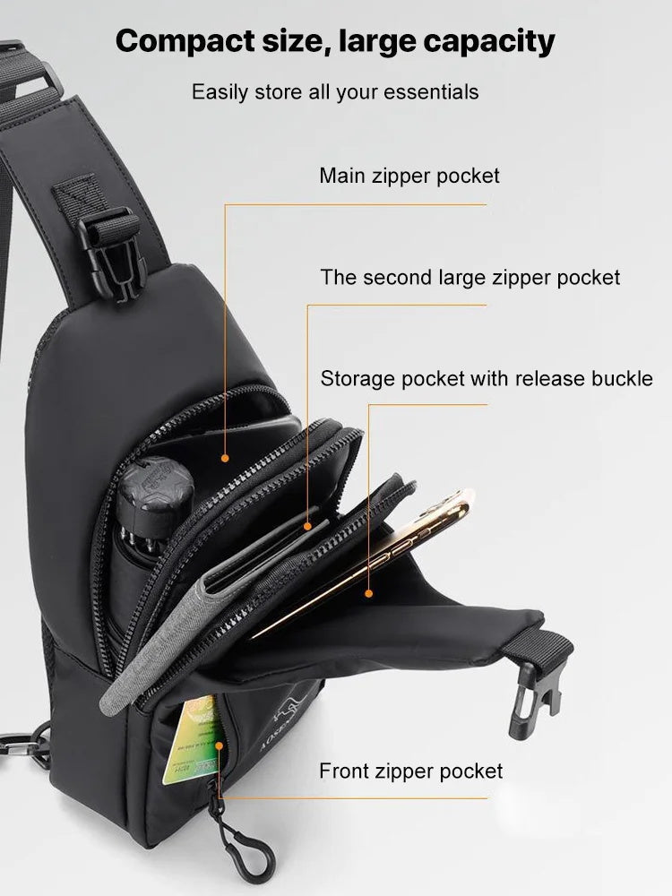🎒✨ Bolsa de Pecho de Tela Oxford – Ligera, Resistente y Perfecta para Viajes y Uso Diario 🚶‍♂️📱