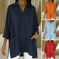 👚✨ Camiseta de Solapa para Mujer con Escote en V y Bolsillos – Estilo Casual, Cómodo y Elegante para el Día a Día 🌸💖