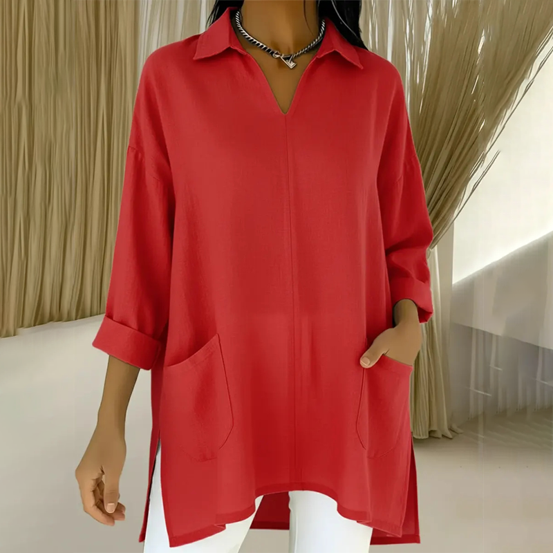 👚✨ Camiseta de Solapa para Mujer con Escote en V y Bolsillos – Estilo Casual, Cómodo y Elegante para el Día a Día 🌸💖