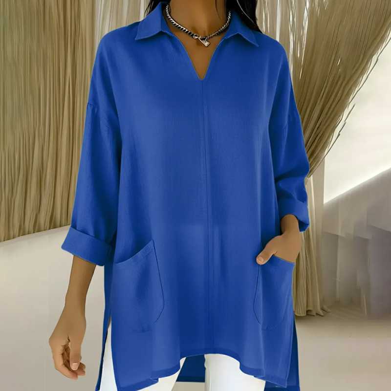 👚✨ Camiseta de Solapa para Mujer con Escote en V y Bolsillos – Estilo Casual, Cómodo y Elegante para el Día a Día 🌸💖