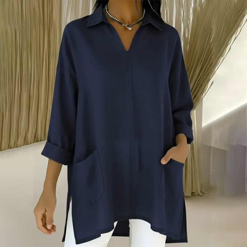👚✨ Camiseta de Solapa para Mujer con Escote en V y Bolsillos – Estilo Casual, Cómodo y Elegante para el Día a Día 🌸💖