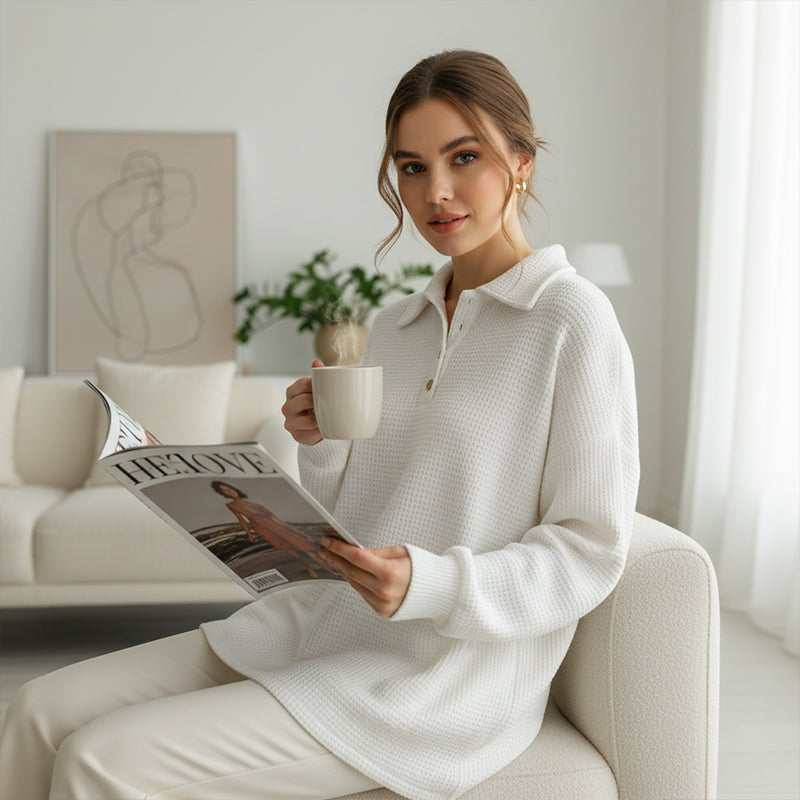 ✨ Blusa Casual con Cuello y Botones – Estilo Fresco y Cómodo para el Día a Día 🌸👚