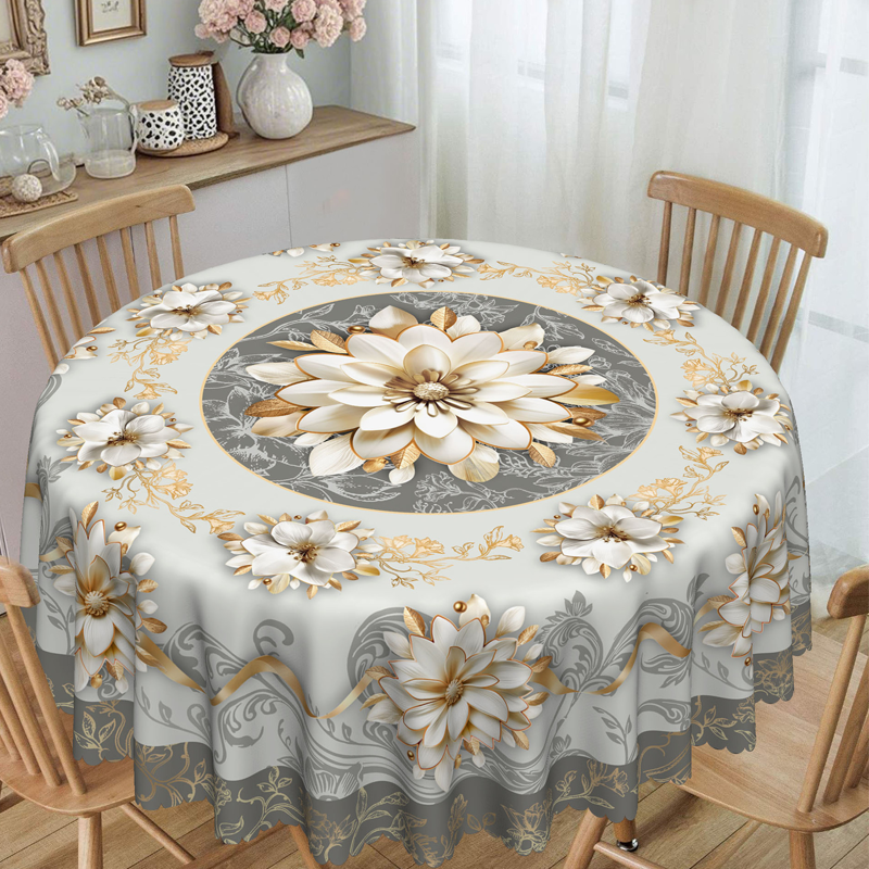 🌸✨ Mantel Elegante Impermeable con Estampado Floral en Relieve – Estilo Sofisticado y Protección para tu Mesa 💧🌿