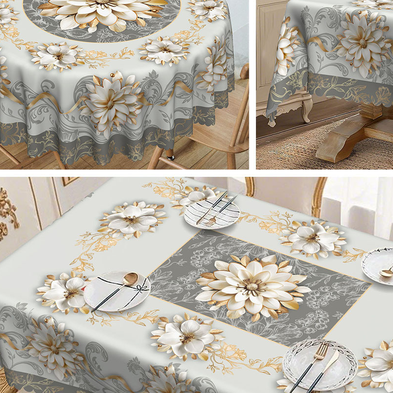 🌸✨ Mantel Elegante Impermeable con Estampado Floral en Relieve – Estilo Sofisticado y Protección para tu Mesa 💧🌿