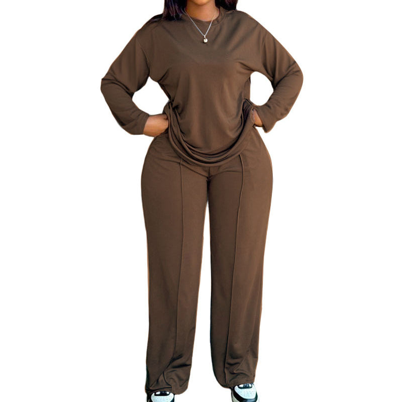 ✨👕 Conjunto de 2 Piezas para Mujer: Camiseta de Manga Larga y Pantalones Anchos – Comodidad Moderna y Estilo Relajado para el Día a Día 🌟💖