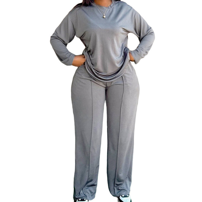 ✨👕 Conjunto de 2 Piezas para Mujer: Camiseta de Manga Larga y Pantalones Anchos – Comodidad Moderna y Estilo Relajado para el Día a Día 🌟💖