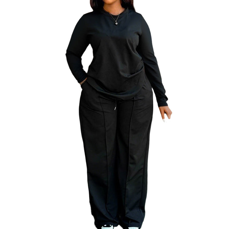 ✨👕 Conjunto de 2 Piezas para Mujer: Camiseta de Manga Larga y Pantalones Anchos – Comodidad Moderna y Estilo Relajado para el Día a Día 🌟💖