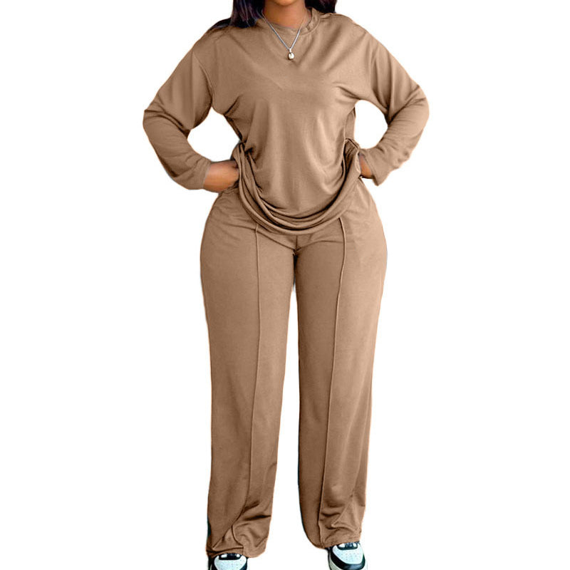 ✨👕 Conjunto de 2 Piezas para Mujer: Camiseta de Manga Larga y Pantalones Anchos – Comodidad Moderna y Estilo Relajado para el Día a Día 🌟💖