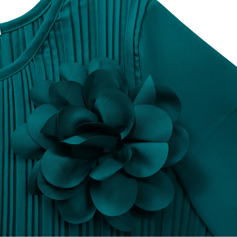 👗✨ Vestido Midi Plisado de Manga 3/4 con Cinturón para Mujer – Elegancia Clásica y Estilo Sofisticado para Cualquier Ocasión 💖🌸