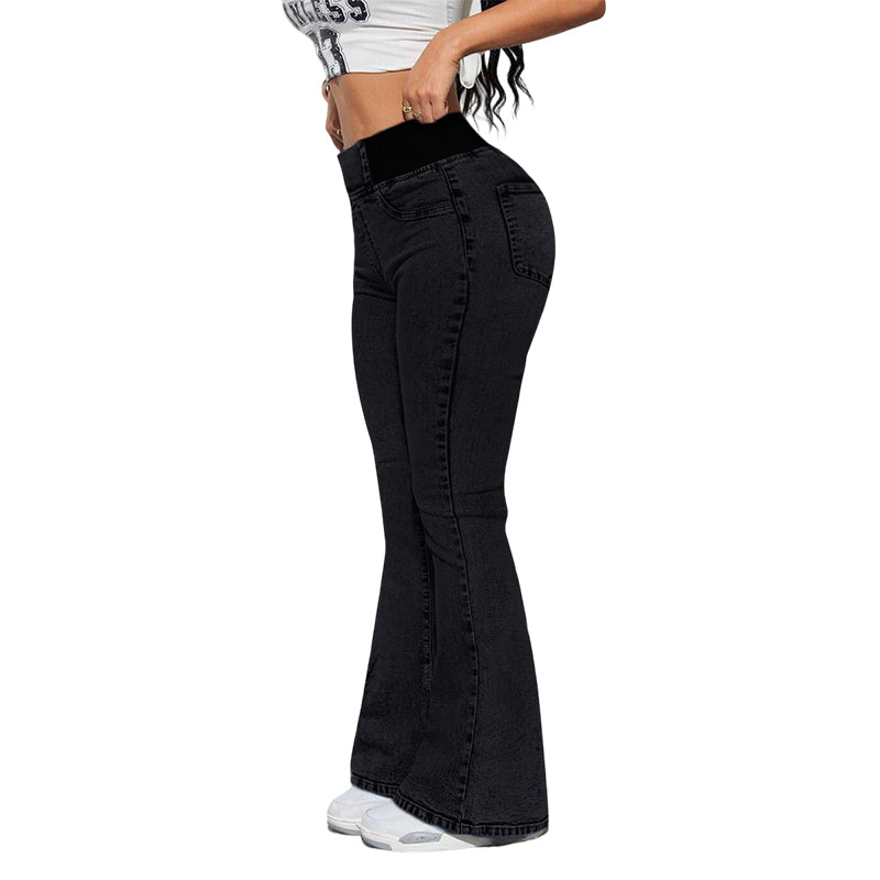 👖 Jeans de Cintura Alta y Pierna Acampanada para Mujer – Elásticos, Cómodos y con Estilo Moderno ✨🌸