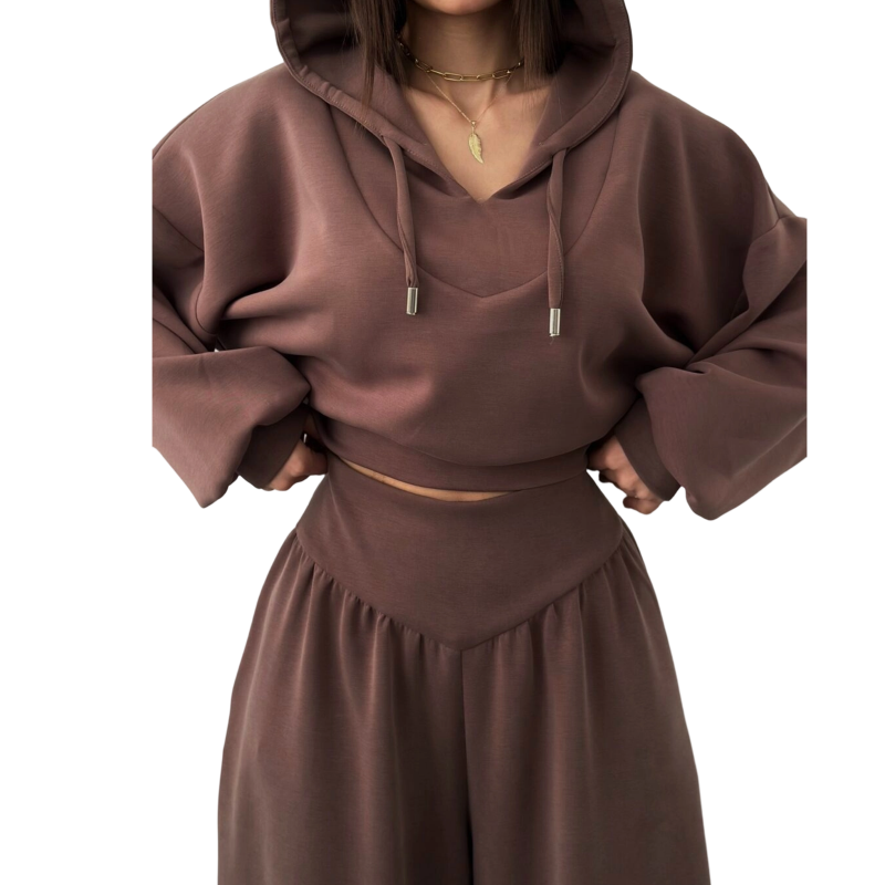 👚 Conjunto de Sudadera con Capucha V y Pantalones para Mujer – Comodidad y Estilo Casual para Todos los Días ✨💖