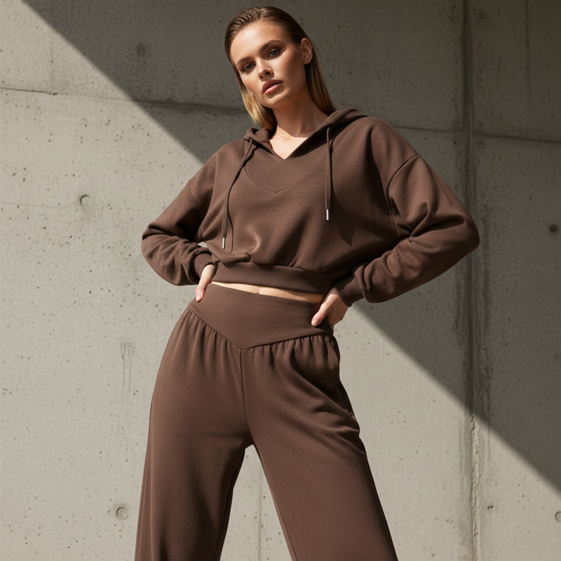 👚 Conjunto de Sudadera con Capucha V y Pantalones para Mujer – Comodidad y Estilo Casual para Todos los Días ✨💖