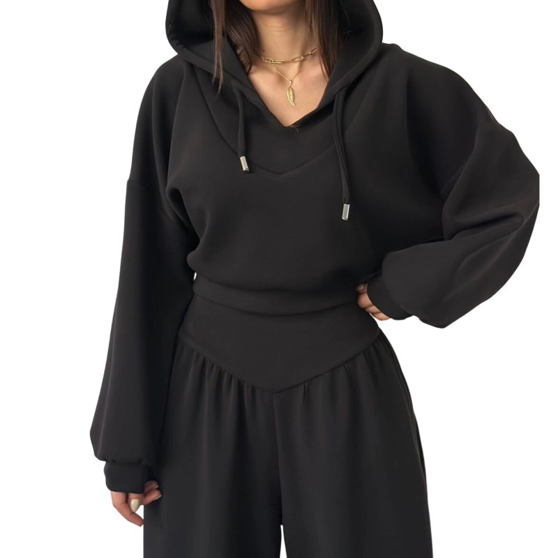 👚 Conjunto de Sudadera con Capucha V y Pantalones para Mujer – Comodidad y Estilo Casual para Todos los Días ✨💖