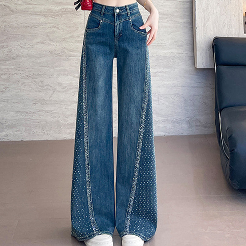 👖 Vaqueros de Pierna Ancha con Pedrería para Mujer – Estilo Único y Elegante para Cada Ocasión ✨💎