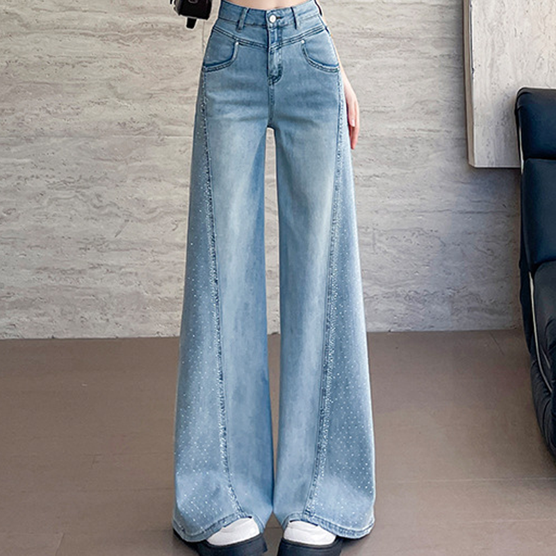👖 Vaqueros de Pierna Ancha con Pedrería para Mujer – Estilo Único y Elegante para Cada Ocasión ✨💎