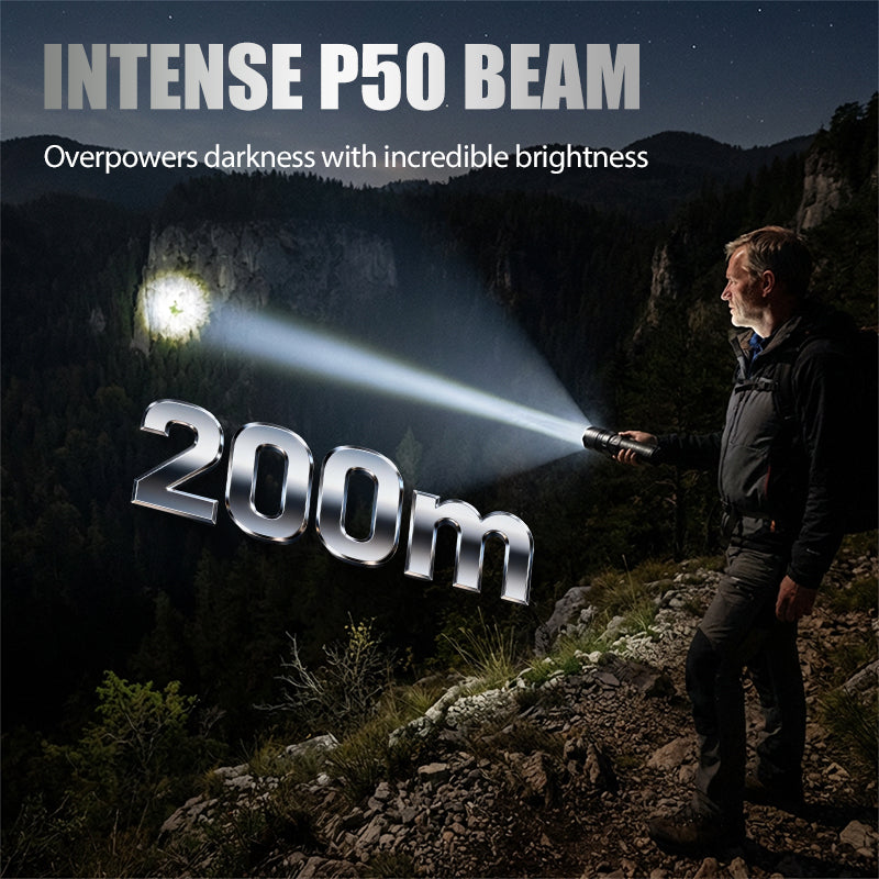 📢 Linterna LED P50 Recargable con Zoom Ajustable – Potente y Compacta para Todo Tipo de Necesidades ✨🔦