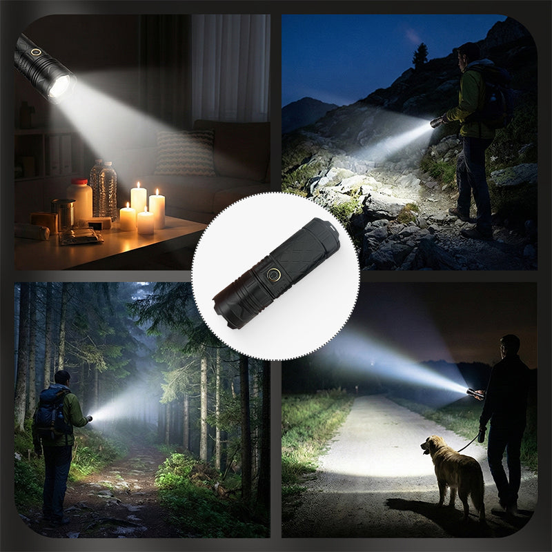 📢 Linterna LED P50 Recargable con Zoom Ajustable – Potente y Compacta para Todo Tipo de Necesidades ✨🔦