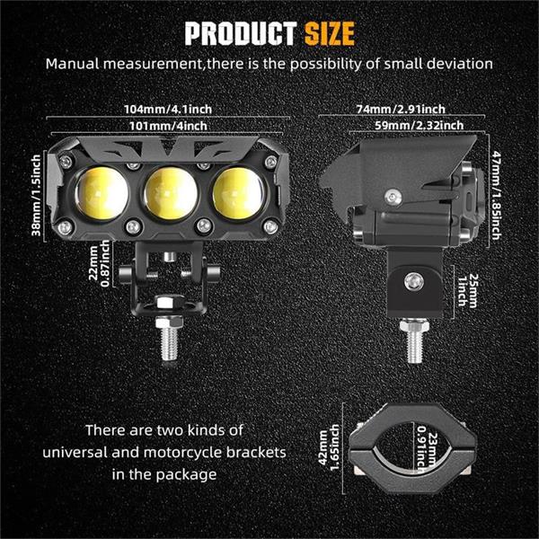 🏍️Faro LED para Moto y Scooter | 3 Lentes, Bicolor, IP67 Impermeable, 4500LM ✅