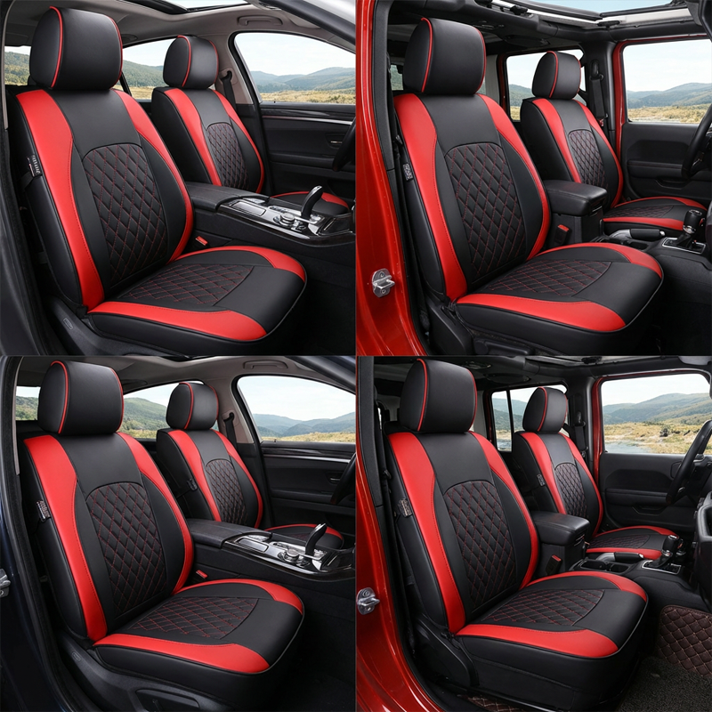 🚗 Funda de Asiento de Auto de Cuero Matelassé de Lujo – 9 Piezas, Universal  ✅🖤