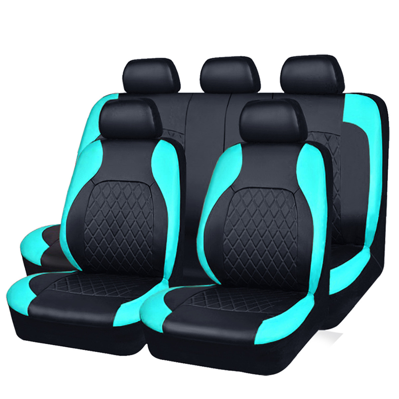 🚗 Funda de Asiento de Auto de Cuero Matelassé de Lujo – 9 Piezas, Universal  ✅🖤