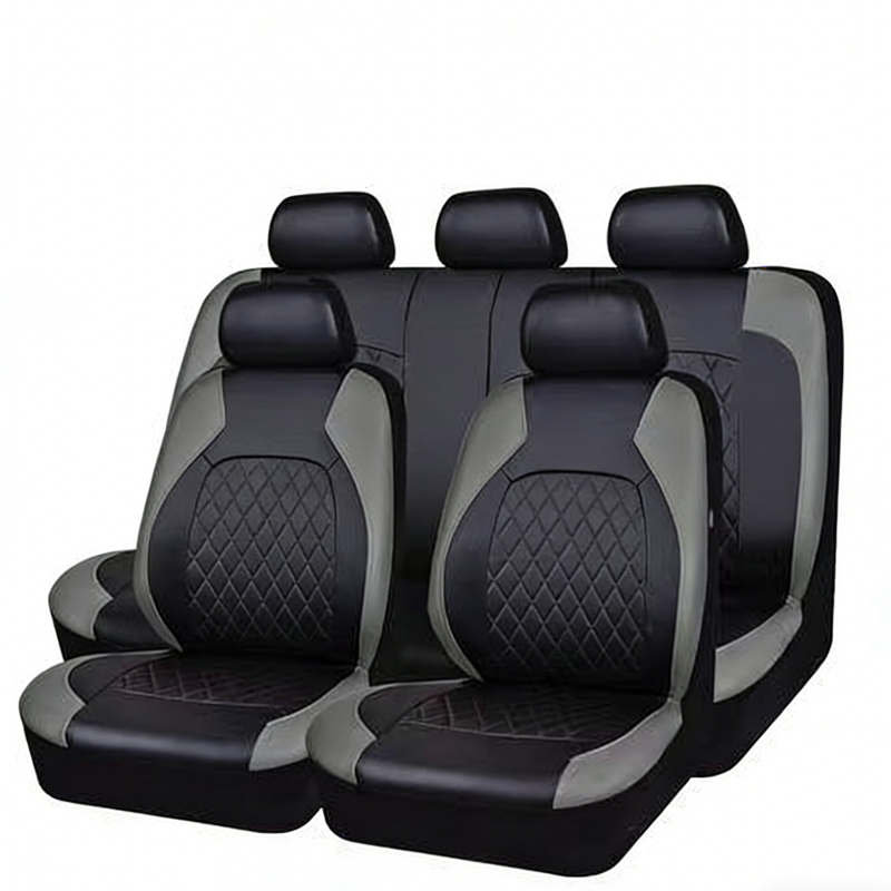 🚗 Funda de Asiento de Auto de Cuero Matelassé de Lujo – 9 Piezas, Universal  ✅🖤