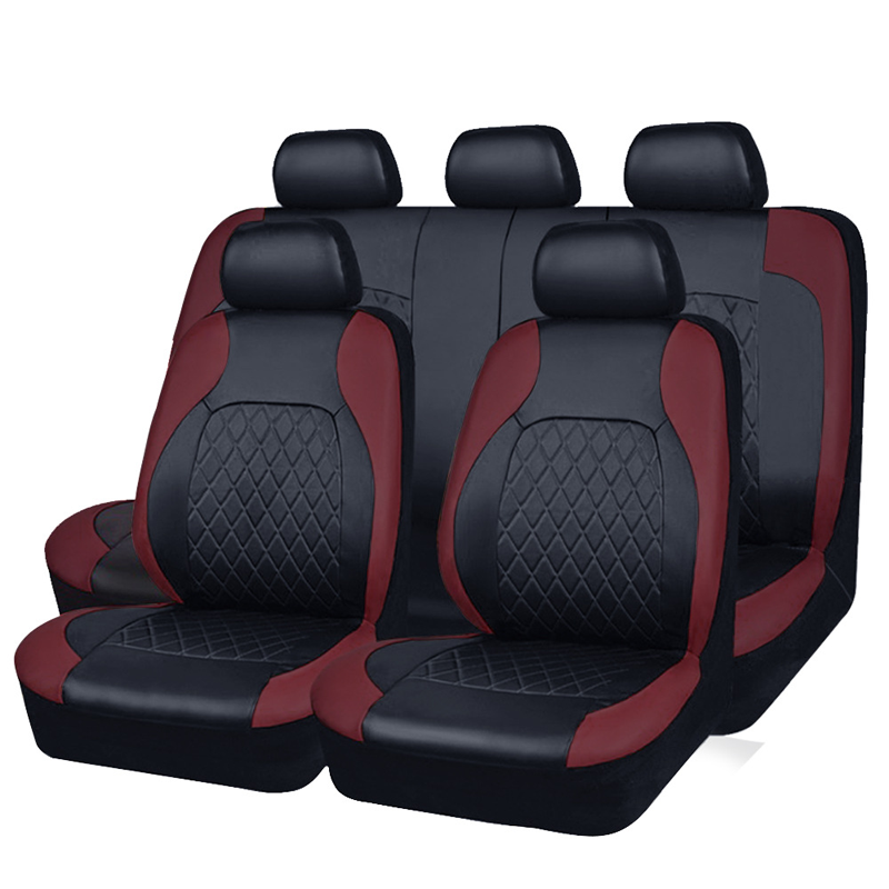 🚗 Funda de Asiento de Auto de Cuero Matelassé de Lujo – 9 Piezas, Universal  ✅🖤