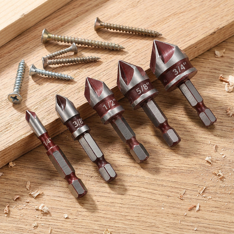 🔨✨ Set de Broca Avellanada de 5 o 3 Piezas para Carpintería – Precisión y Resistencia para Todos tus Proyectos de Madera 🪚💪