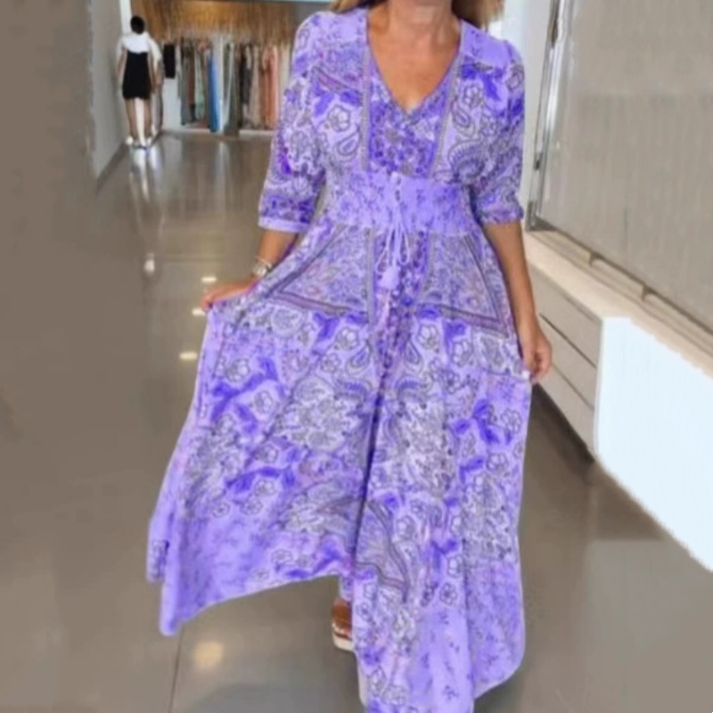 🌸 Vestido Largo Elegante con Cordón Floral para Mujer – Estilo Sofisticado y Confortable para Cualquier Ocasión ✨👗