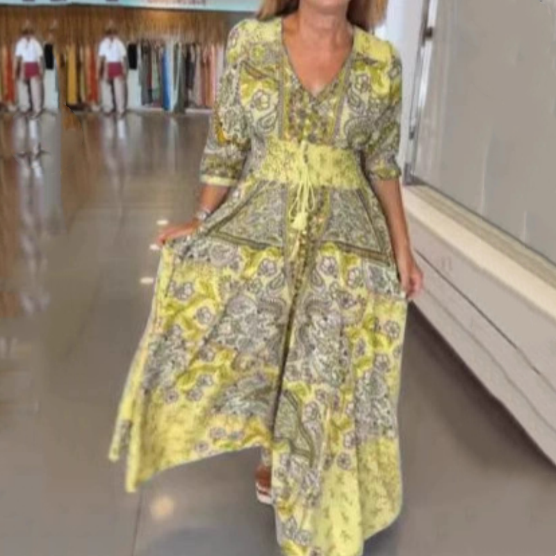🌸 Vestido Largo Elegante con Cordón Floral para Mujer – Estilo Sofisticado y Confortable para Cualquier Ocasión ✨👗