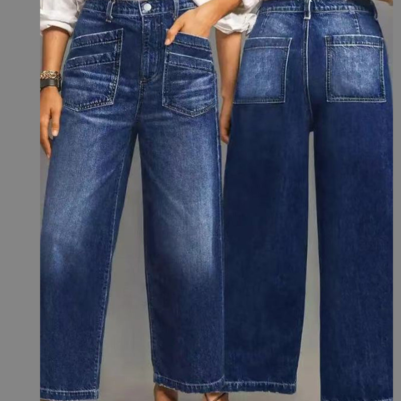 👖 Vaqueros Casual de Cintura Alta y Pierna Ancha para Mujer – Estilo Cómodo y Elegante para Todos los Días ✨💃