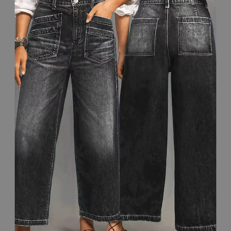 👖 Vaqueros Casual de Cintura Alta y Pierna Ancha para Mujer – Estilo Cómodo y Elegante para Todos los Días ✨💃