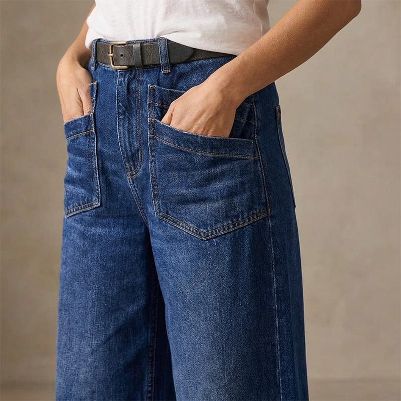 👖 Vaqueros Casual de Cintura Alta y Pierna Ancha para Mujer – Estilo Cómodo y Elegante para Todos los Días ✨💃