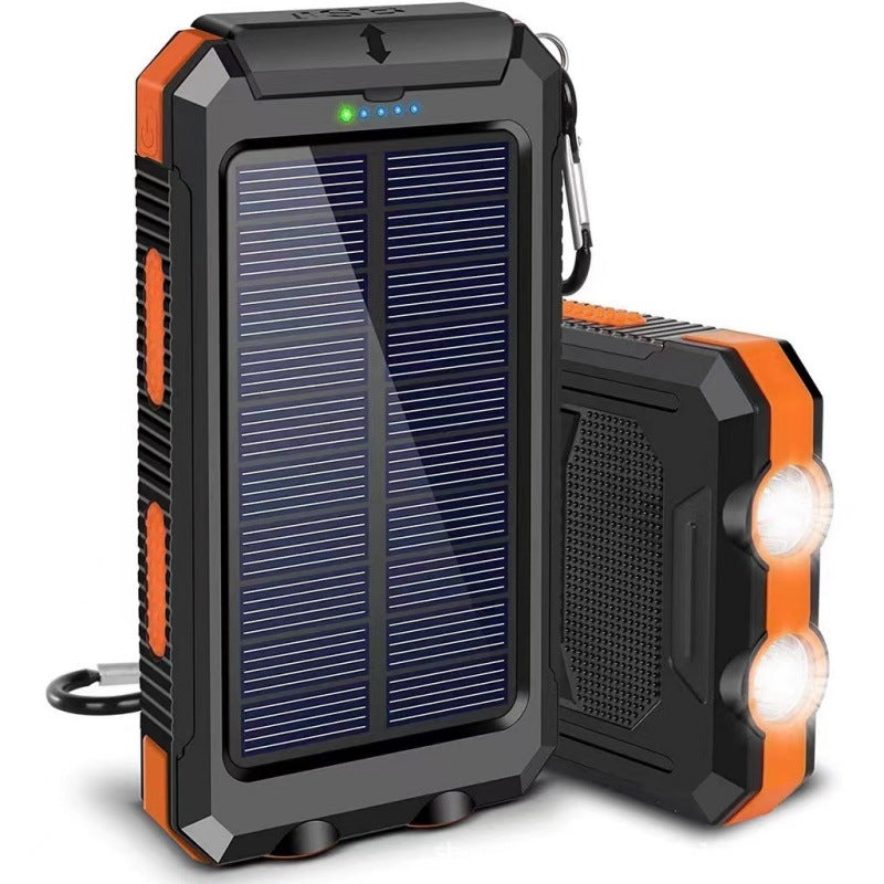 🔋 Batería Externa Portátil de 10 000 mAh con Energía Solar – Cargador Solar con 2 Linternas LED, Ideal para Viajes y Camping 🌞✨