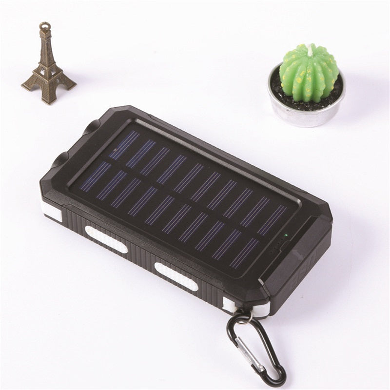 🔋 Batería Externa Portátil de 10 000 mAh con Energía Solar – Cargador Solar con 2 Linternas LED, Ideal para Viajes y Camping 🌞✨