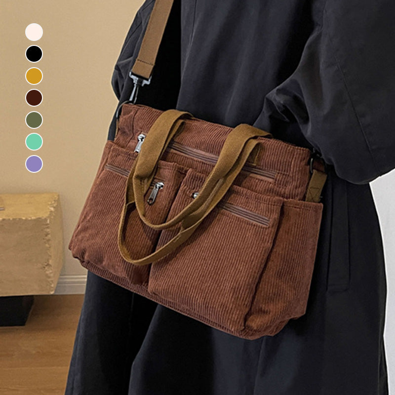 👜 Bolso Bandolera de Pana – Gran Capacidad, Resistente y Versátil para Trabajo, Compras y Viajes ✨🌍