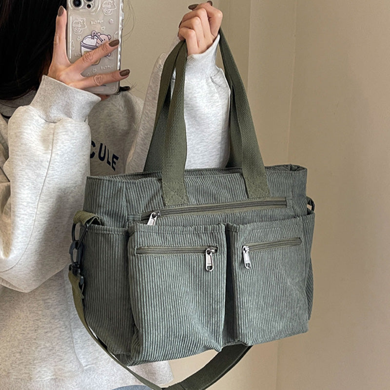 👜 Bolso Bandolera de Pana – Gran Capacidad, Resistente y Versátil para Trabajo, Compras y Viajes ✨🌍