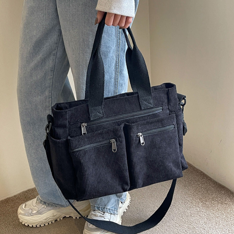 👜 Bolso Bandolera de Pana – Gran Capacidad, Resistente y Versátil para Trabajo, Compras y Viajes ✨🌍