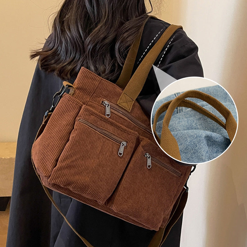 👜 Bolso Bandolera de Pana – Gran Capacidad, Resistente y Versátil para Trabajo, Compras y Viajes ✨🌍