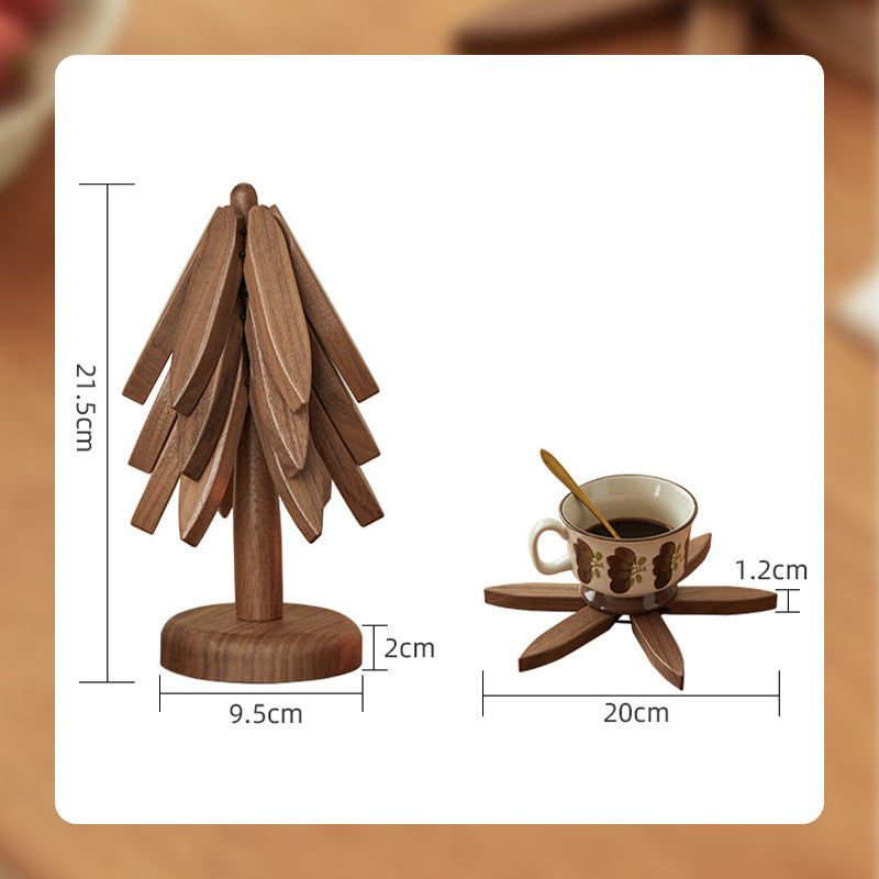 💖Venta limitada 50% de descuento💖Posavasos aislantes Posavasos de madera maciza con forma de árbol de Navidad