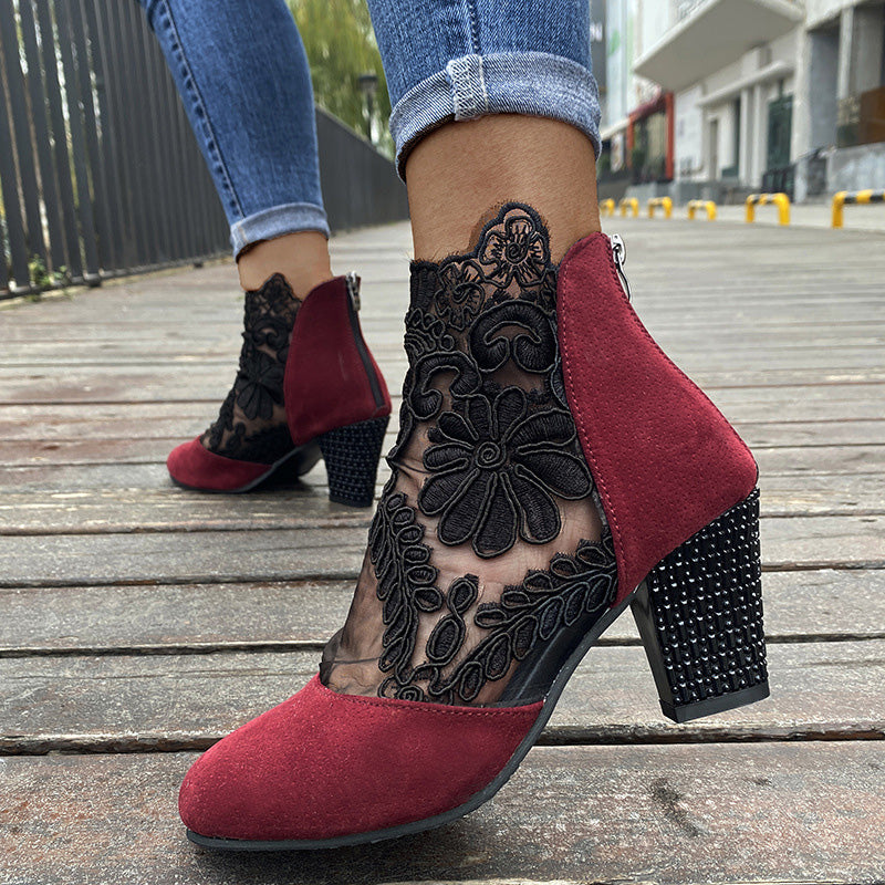 👠 Tacones Altos de Encaje Elegantes para Mujer – Estilo Sofisticado y Cómodo para el Verano 🌸✨