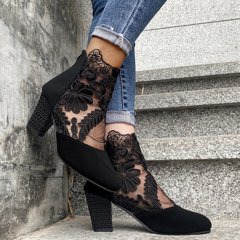 👠 Tacones Altos de Encaje Elegantes para Mujer – Estilo Sofisticado y Cómodo para el Verano 🌸✨