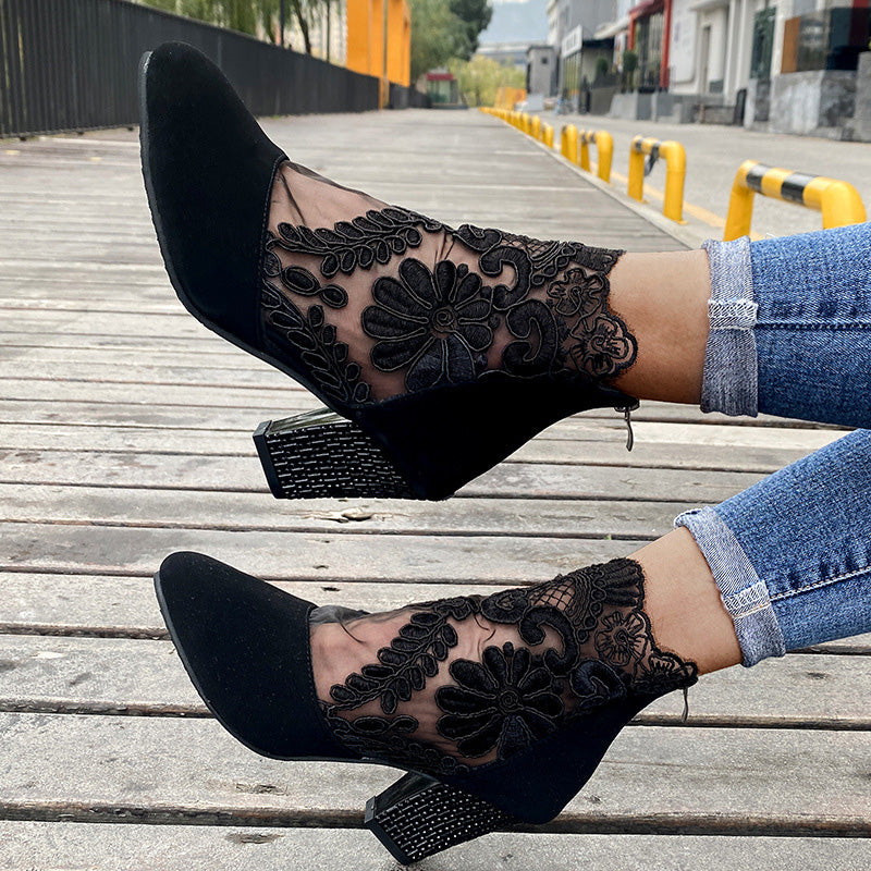 👠 Tacones Altos de Encaje Elegantes para Mujer – Estilo Sofisticado y Cómodo para el Verano 🌸✨